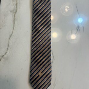 Dior Men's Striped Tie - Navy and Gold